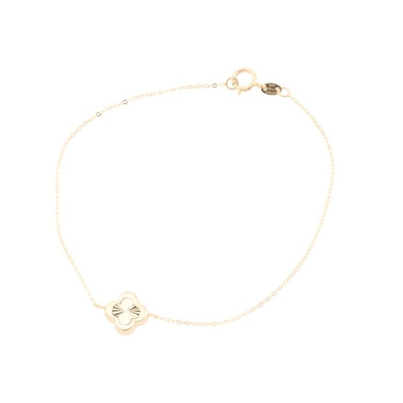 GOLDEN CLEF Gold Made In Italy 14k Gold Clover Bracelet - Picture 1 of 2